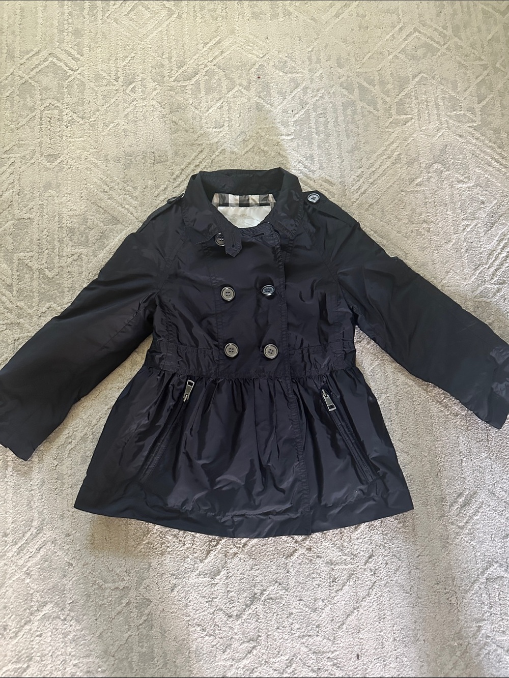 Burberry Black Girls' Double-Breasted Pea Coat